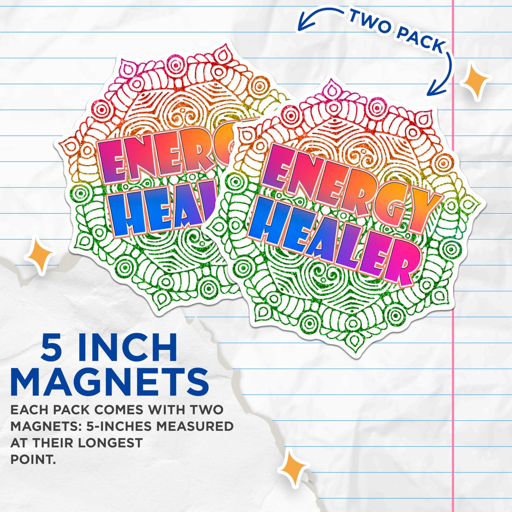 (2 Pack) Energy Healer Magnets - Spiritual Healing Magnets - Vibrant Meditation Magnets- 5" On Longest Side - for Fridges, Toolboxes, Cars - Made in USA - MAG2588