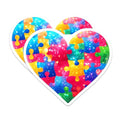 (2 Pack) Heart Puzzle Piece Stickers - Colorful Love Art - Autism Awareness - 5" On Longest Side - Sticks to Smooth Flat Surfaces - Made in USA - BMCS7887
