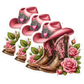 (3 Pack) Pink Cowgirl Decals - Cowboy Boots Sticker - Laptop Decal - 3 Inches On Longest Side - Easy Peel & Apply - Made in USA - 3MCS4304