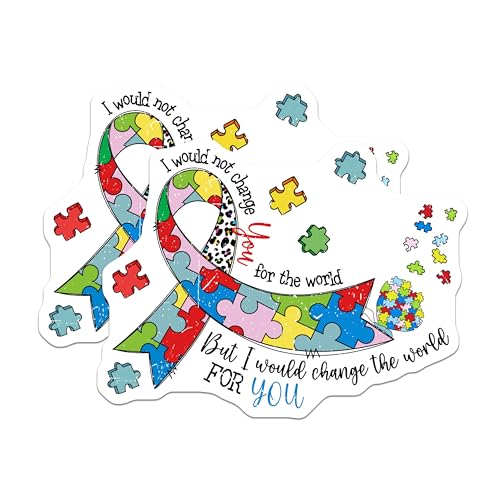 (2 Pack) Autism Awareness Magnets Magnets - Puzzle Ribbon Design - 5" On Longest Side - Made in USA - Sticks to Refrigerators & Metal Surfaces - MAG8899