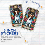 (2 Pack) The Jack Russell Stickers - Cute Dog Stickers - Floral Design Stickers - 5" On Longest Side - Sticks to Smooth Flat Surfaces - Made in USA - BMCS5114