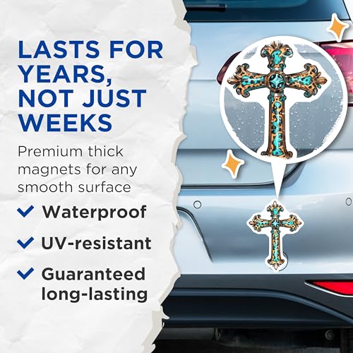 (2 Pack) Cross Design Magnets Magnets - Animal Print Cross - 5" On Longest Side - Made in USA - Sticks to Refrigerators & Metal Surfaces - MAG8728