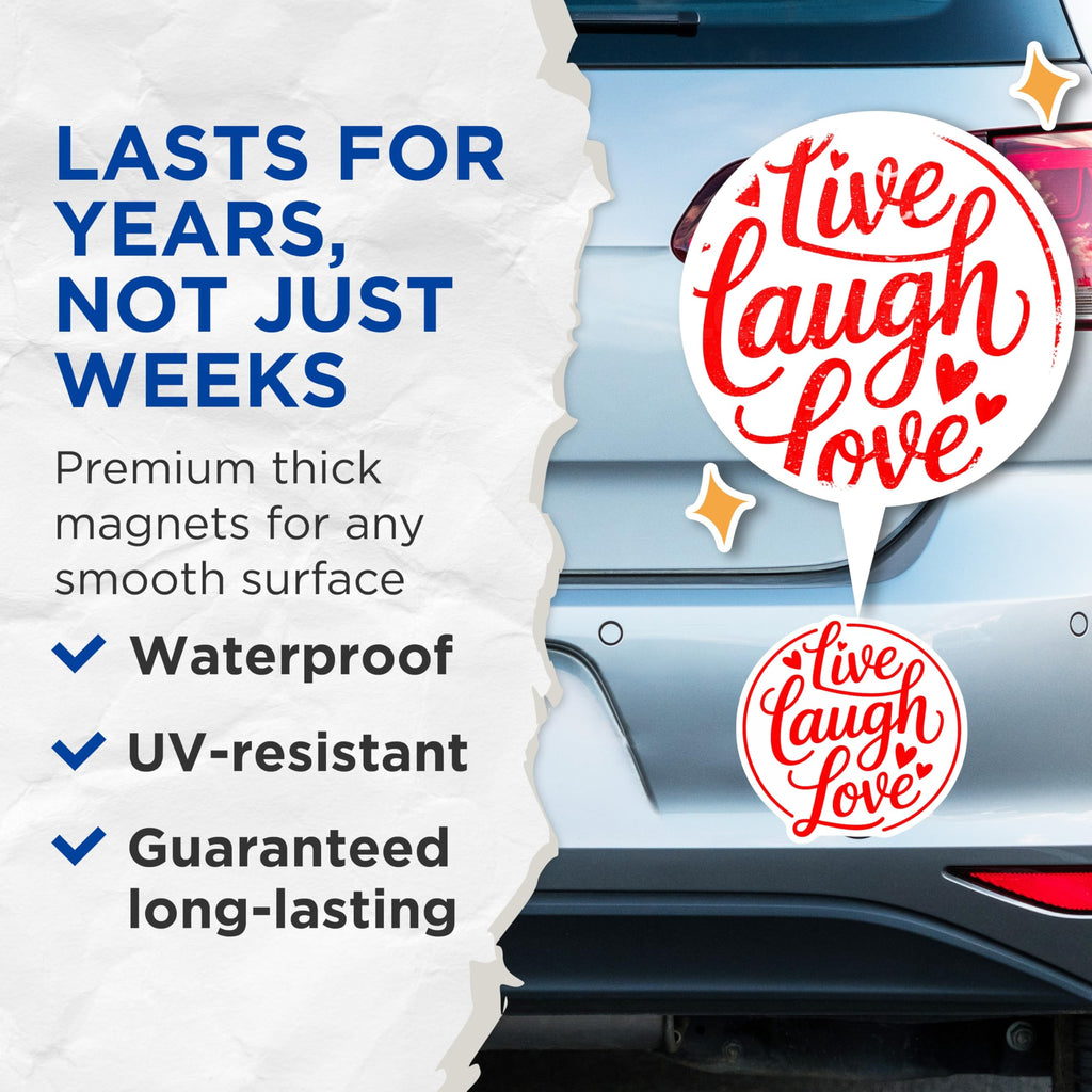 (2 Pack) Live Laugh Love Magnets - Inspirational Fridge Magnets - Home Decor Magnet Set - 5" On Longest Side - Premium Magnet - for Cars, Refrigerators, Toolboxes, Lockers - Made in USA - MAG14003