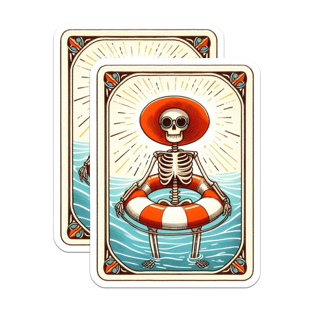 (2 Pack) Skeleton Summer Magnets - Beach Vacation Decor - Quirky Refrigerator Art - 5 Inches On Longest Side - Thick Durable Magnet - Made in USA - MAG22154