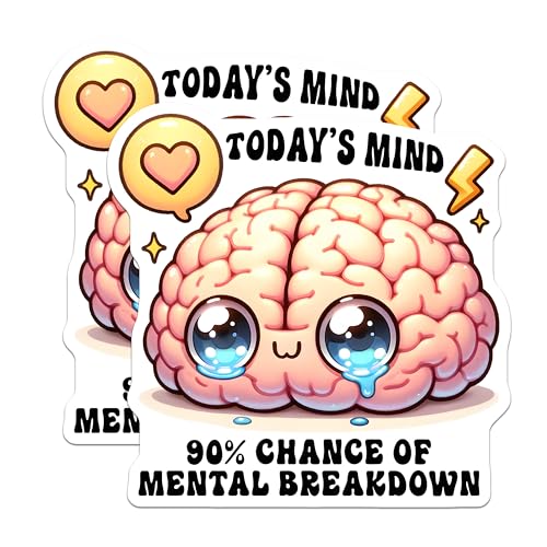 (2 Pack) Cute Brain Mental Breakdown Magnets - TodayÃ¢â‚¬â„¢s Mind - Funny Office Decor - 5" On Longest Side - for Cars, Fridges, Toolboxes - Made in USA - MAG8253