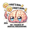 (2 Pack) Cute Brain Mental Breakdown Magnets - TodayÃ¢â‚¬â„¢s Mind - Funny Office Decor - 5" On Longest Side - for Cars, Fridges, Toolboxes - Made in USA - MAG8253