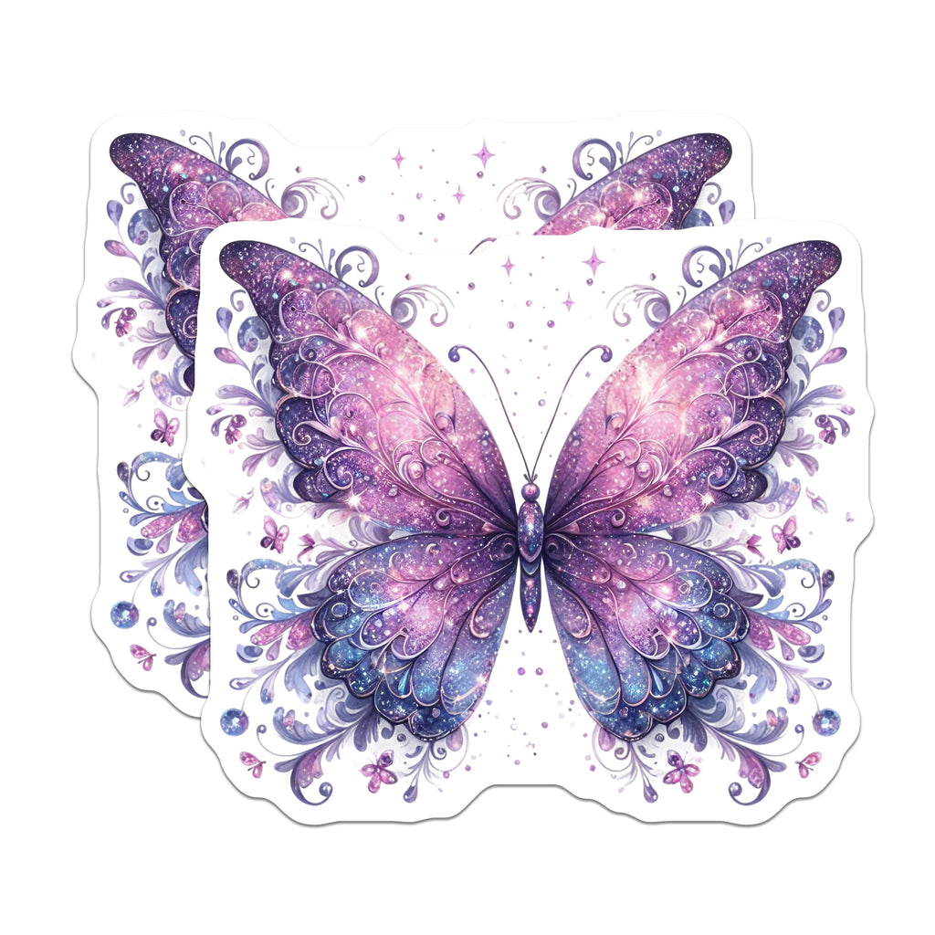 (2 Pack) Galaxy Butterfly Magnets - Ethereal Purple Wings - Fantasy Decor Accessory - Mystical Fridge Display - 5 Inches On Longest Side - Thick Durable Magnet - Made in USA - MAG38434