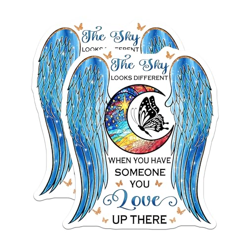 (2 Pack) Angel Wing Stickers - Inspirational Quote Stickers - Memorial Stickers - Spiritual Stickers - 5" On Longest Side - Sticks to Smooth Flat Surfaces - Made in USA - BMCS6137