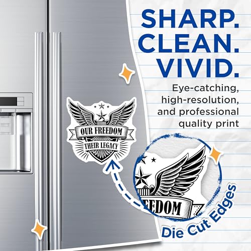 (2 Pack) Patriotic Freedom Magnets Magnets - Eagle Illustrated - Military Appreciation - 5" On Longest Side - Made in USA - Sticks to Refrigerators & Metal Surfaces - MAG9067