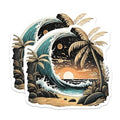 (2 Pack) Beach Sunset Wave Magnets Magnets - 5" On Longest Side - Made in USA - Sticks to Refrigerators & Metal Surfaces - MAG9258