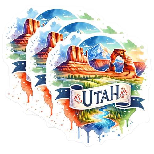 (3 Pack) Utah Decals - State Pride Decal - Landscape Stickers- 3 Inches On Longest Side - Easy Peel & Apply - Made in USA - 3MCS5707