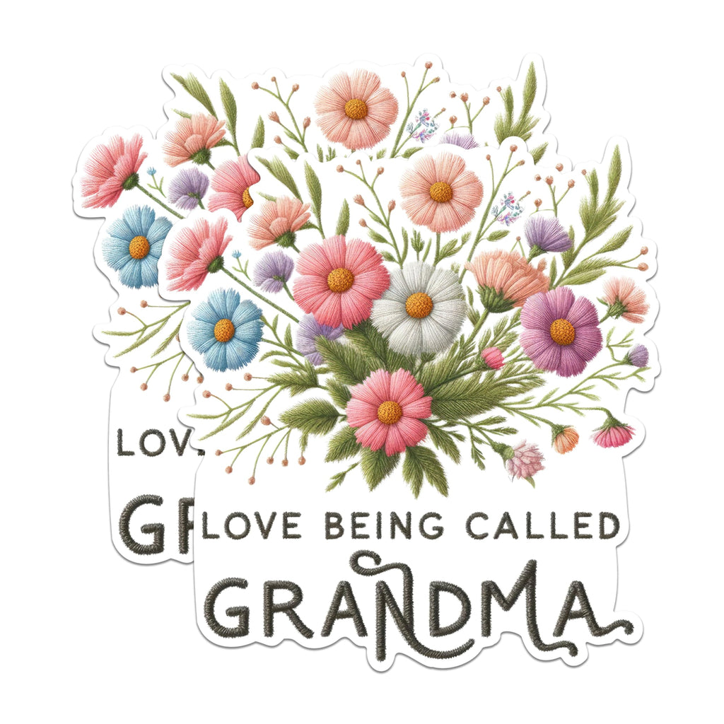 (2 Pack) Love Being Called Grandma Magnets - Floral Grandma Magnets - Embroidered Style Grandma Decor- 5" On Longest Side - for Fridges, Toolboxes, Cars - Made in USA - MAG2554
