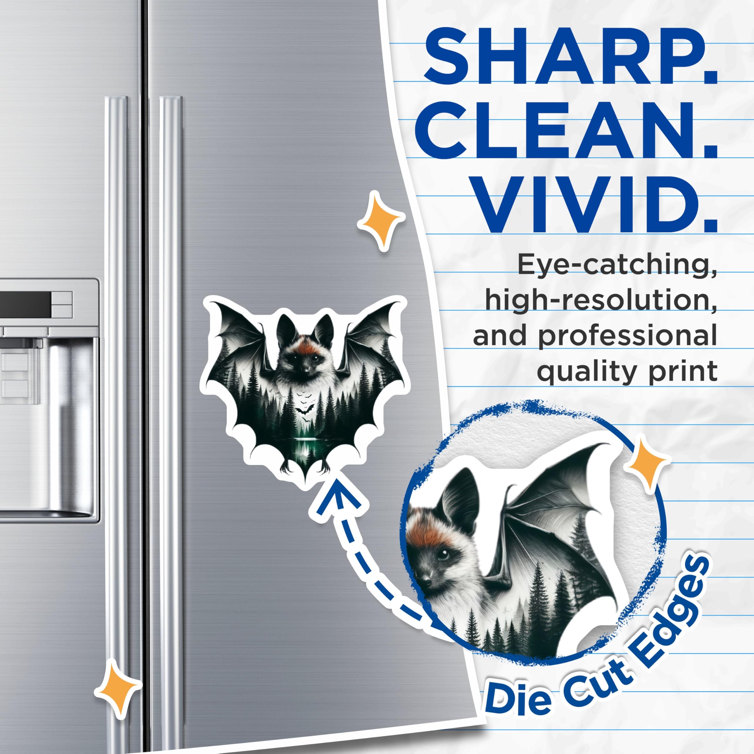 (2 Pack) Bat Magnets - Forest Wildlife Magnets - Unique Refrigerator Decor - 5" On Longest Side - Premium Magnet - for Cars, Refrigerators, Toolboxes, Lockers - Made in USA - MAG15614
