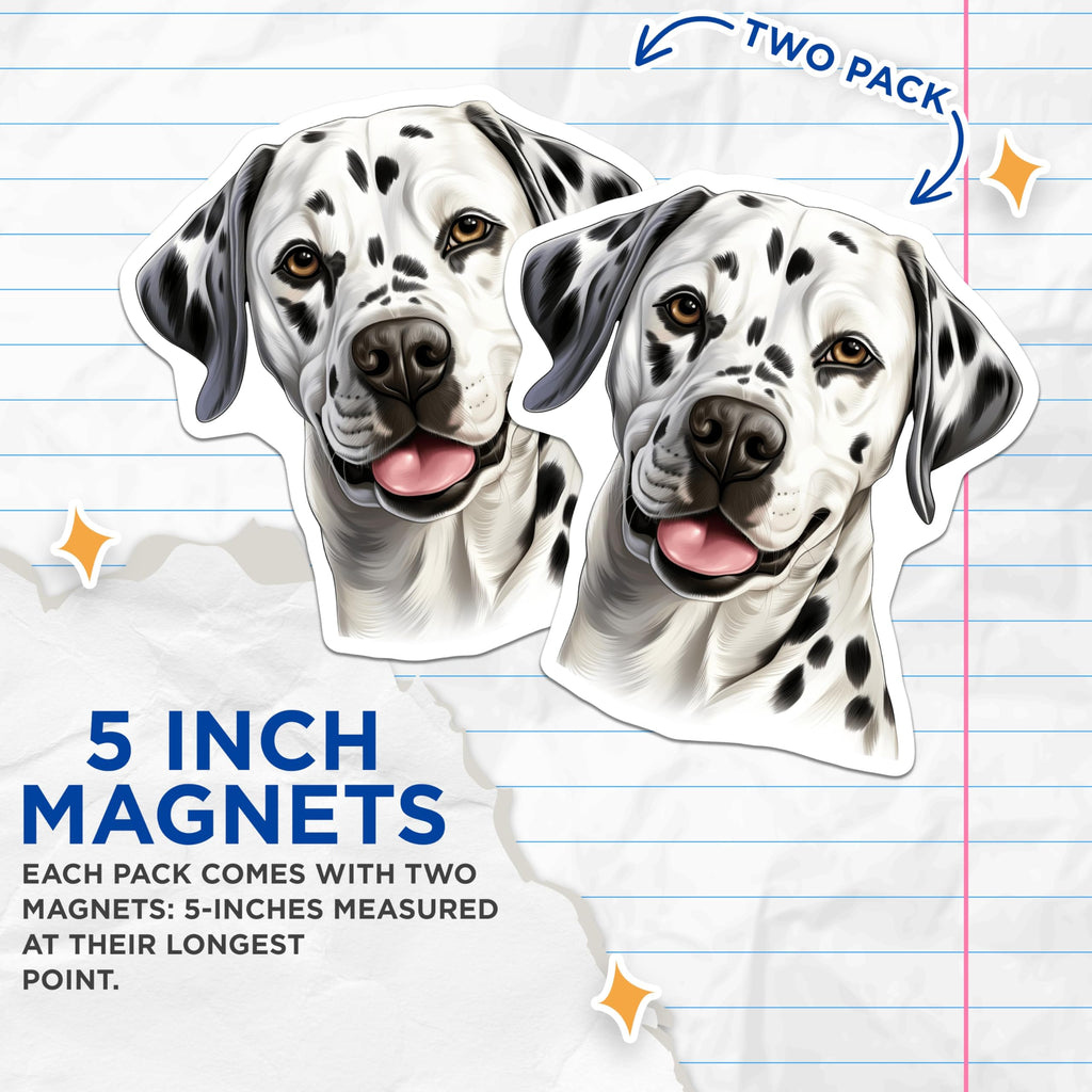 (2 Pack) Dalmatian Dog Magnets - Pet Lover Decor - Dog Mom Dad Appreciation - 5 Inches On Longest Side - Thick Durable Magnet - Made in USA - MAG27687