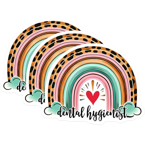 (3 Pack) Dental Hygienist Decals - Rainbow Heart - Laptop Decals - 3 Inches On Longest Side - Easy Peel & Apply - Made in USA - 3MCS1958