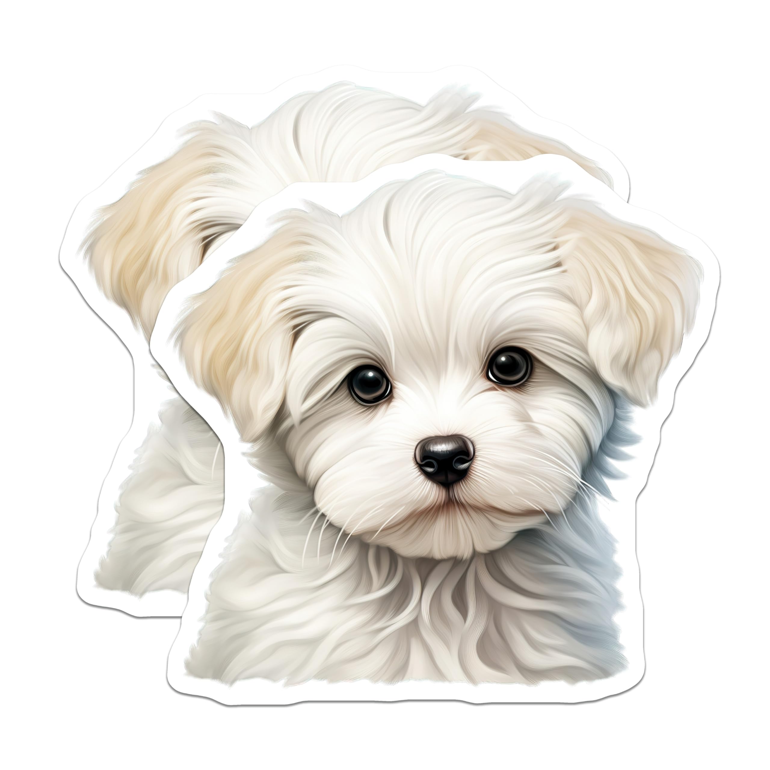 (2 Pack) Cute Fluffy Puppy Magnets - Adorable Pet Lover Decor - Sweet Dog Mom Fridge Accent - 5 Inches On Longest Side - Thick Durable Magnet - Made in USA - MAG28596