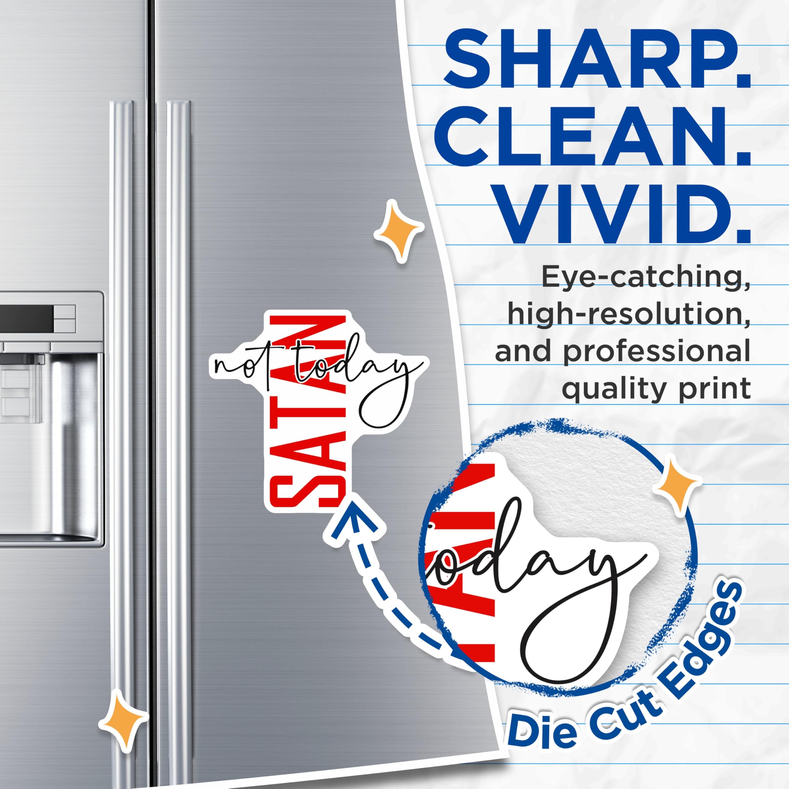 (2 Pack) Not Today Satan Magnets - Funny Christian Decor - Sassy Refrigerator Accessories - 5 Inches On Longest Side - Thick Durable Magnet - Made in USA - MAG30169