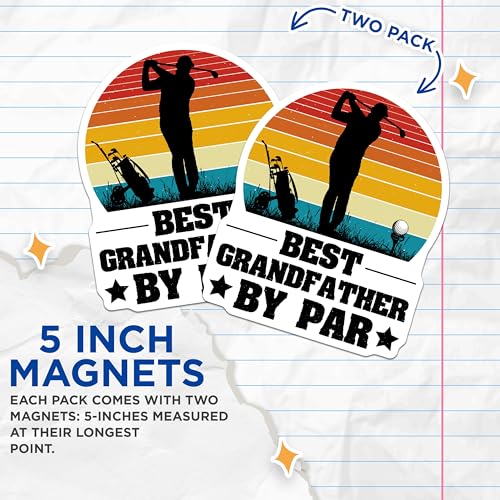 (2 Pack) Best Grandfather by Par Magnets - Golf Grandpa Magnet - Retro Golfing Fridge - 5" On Longest Side - for Cars, Fridges, Toolboxes - Made in USA - MAG3873