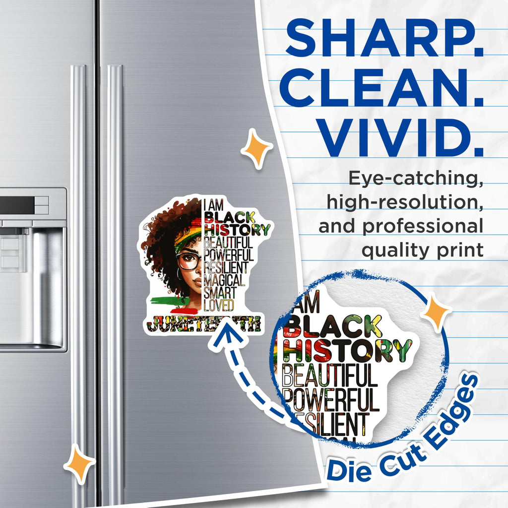 (2 Pack) I Am Black History Magnets - Beautiful Juneteenth - Powerful Art for Resilient and Magical People - 5" On Longest Side - for Cars, Fridges, Toolboxes - Made in USA - MAG7862