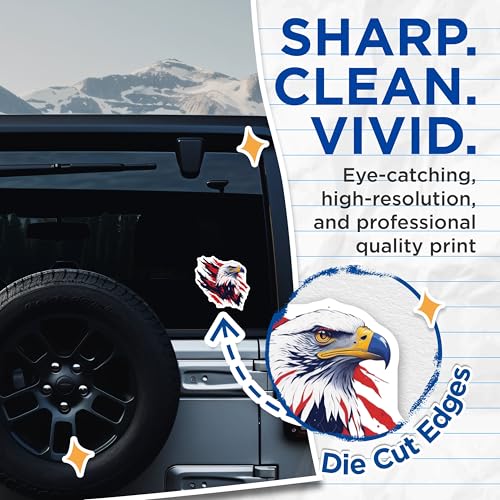 (2 Pack) Bald Eagle Stickers - American Eagle Decal - 4th of July Patriotic Sticker - 5" On Longest Side - Sticks to Smooth Flat Surfaces - Made in USA - BMCS6761