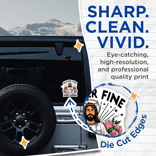 (2 Pack) Another Fine Day Ruined by Adulthood Stickers - Funny Adult Humor Stickers - Sarcastic Quote Stickers - 5" On Longest Side - Sticks to Smooth Flat Surfaces - Made in USA - BMCS3809