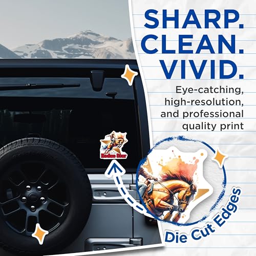 (2 Pack) Rodeo Star Stickers - Live Like A Cowboy - Western Rodeo Stickers - 5" On Longest Side - Sticks to Smooth Flat Surfaces - Made in USA - BMCS7173