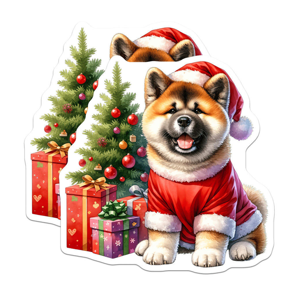 (2 Pack) Christmas Dog Magnets - Santa Puppy Magnets - Holiday Refrigerator Decor - 5 Inches On Longest Side - Thick Durable Magnet - Made in USA - MAG30378