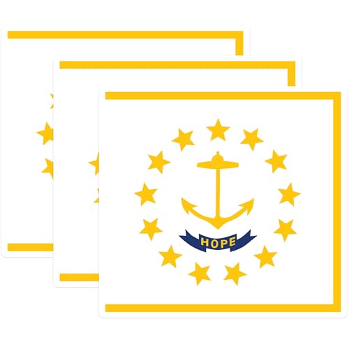(3 Pack) Rhode Island Flag Decals - Hope State - Laptop Decals - 3 Inches On Longest Side - Easy Peel & Apply - Made in USA - 3MCS0211