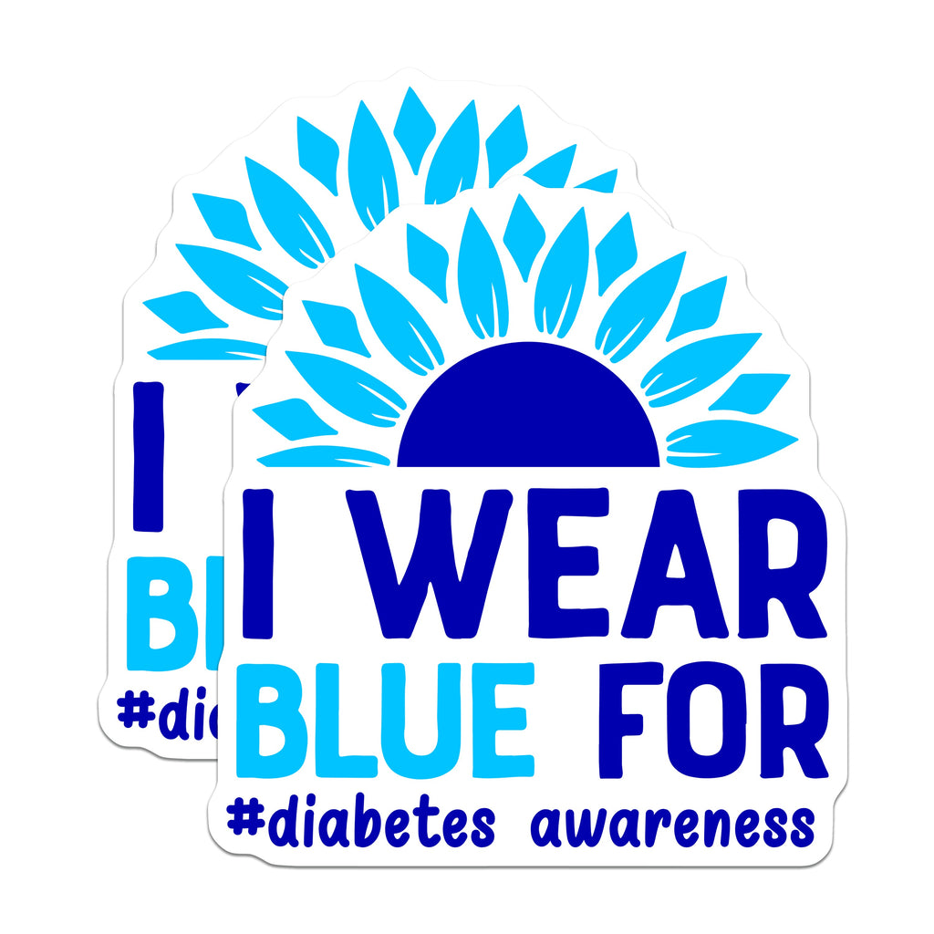 (2 Pack) Diabetes Awareness Magnets - Blue Ribbon Support Decor - Medical Advocate - Health Cause Refrigerator Display - 5 Inches On Longest Side - Thick Durable Magnet - Made in USA - MAG38244