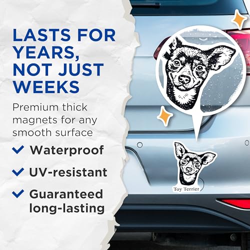 (2 Pack) Toy Terrier Dog Magnets - Cute Pet Fridge Magnets - Animal Lover Kitchen - 5" On Longest Side - for Cars, Fridges, Toolboxes - Made in USA - MAG4030