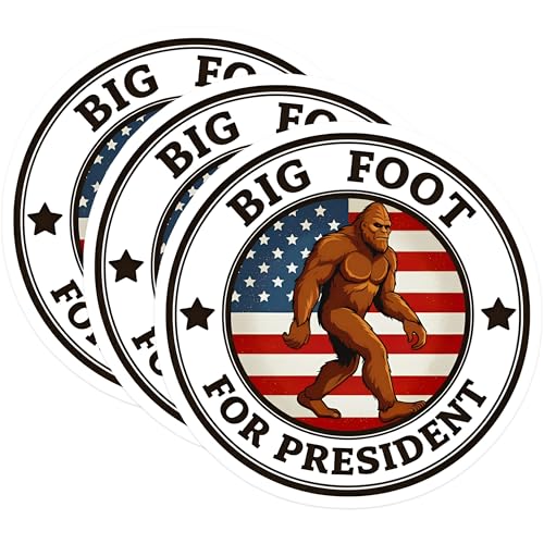 (3 Pack) Bigfoot Decals - for President - American Flag - 3 Inches On Longest Side - Easy Peel & Apply - Made in USA - 3MCS8104
