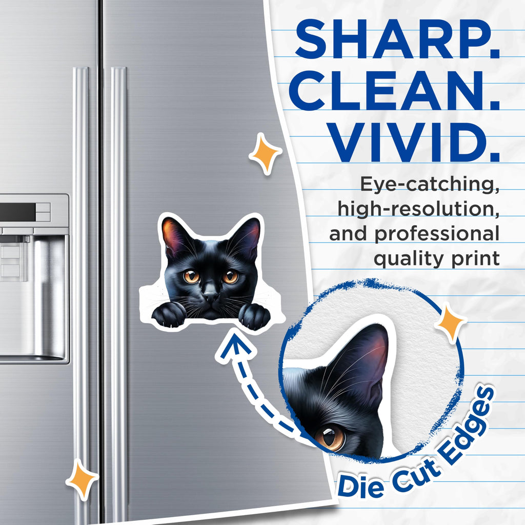 (2 Pack) Black Cat Magnets - Cute Kitten Art - Refrigerator Magnets - 5" On Longest Side - Premium Magnet - for Cars, Refrigerators, Toolboxes, Lockers - Made in USA - MAG14376