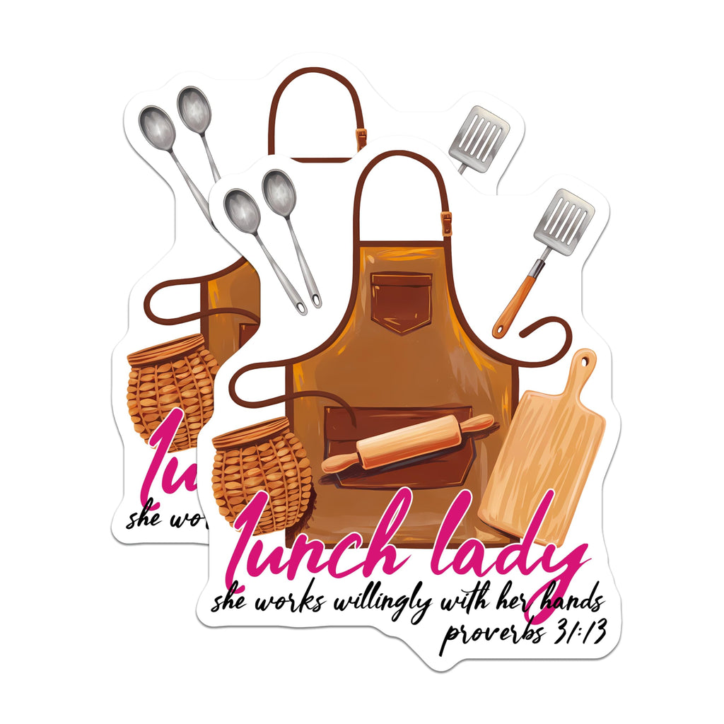 (2 Pack) Lunch Lady Magnets - School Cafeteria Staff - Proverbs Magnet Set- 5" On Longest Side - Sticks to Smooth Flat Surfaces - Made in USA - MAG12085