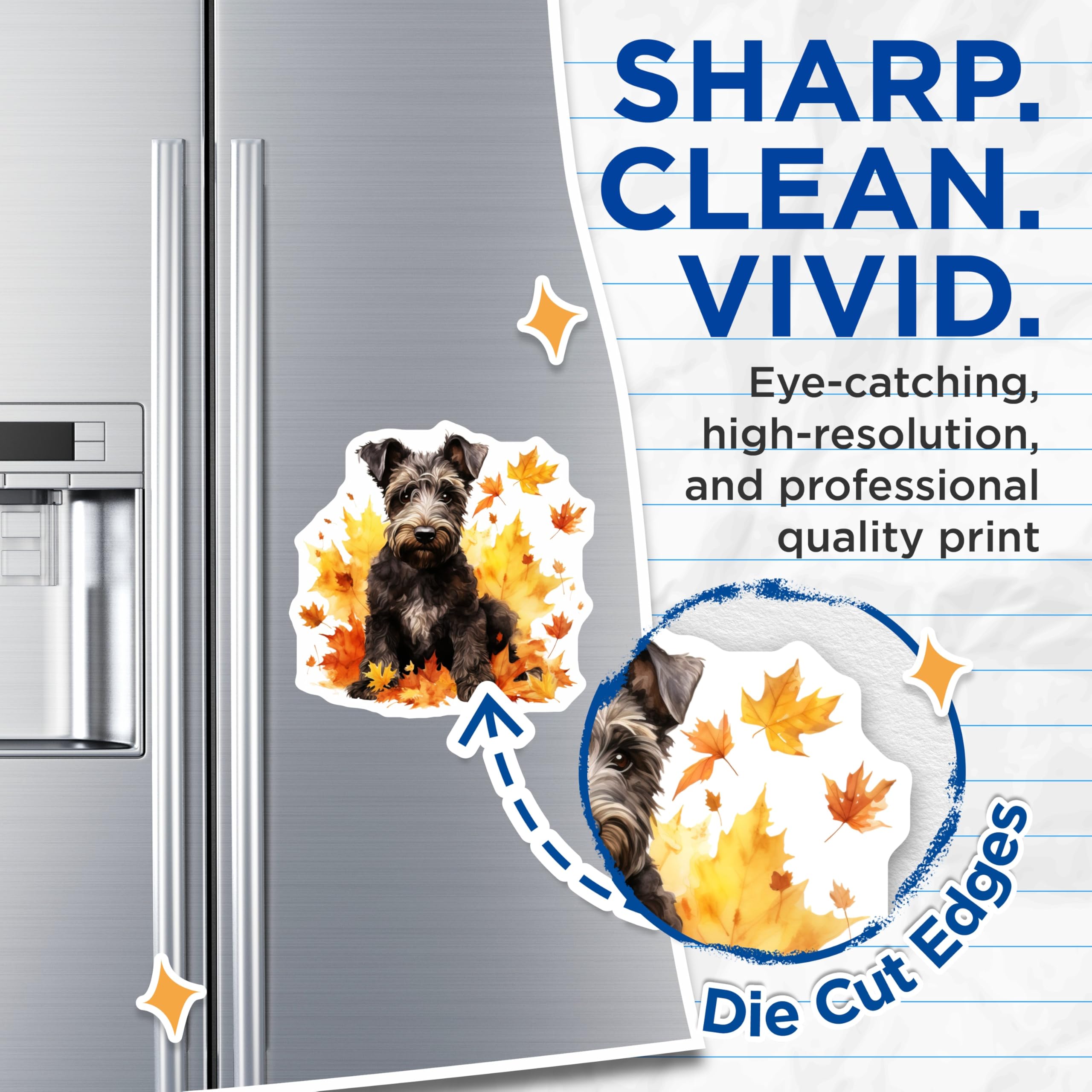 (2 Pack) Schnauzer Dog Magnets - Autumn Leaves Decor - Pet Lover Accessory - 5 Inches On Longest Side - Thick Durable Magnet - Made in USA - MAG30181