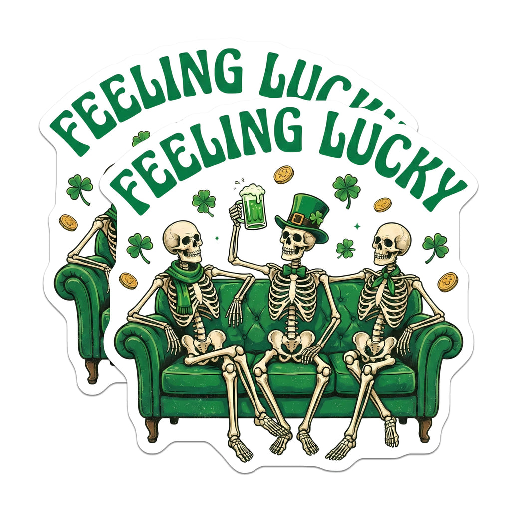 (2 Pack) St Patricks Day Magnets - Skeleton Lucky - Irish Day Decor - 5" On Longest Side - Premium Magnet - for Cars, Refrigerators, Toolboxes, Lockers - Made in USA - MAG16851