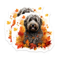 (2 Pack) Doodle Dog Magnets - Autumn Leaves Decor - Fall Pet Lover Kitchen Decor - 5 Inches On Longest Side - Thick Durable Magnet - Made in USA - MAG30985