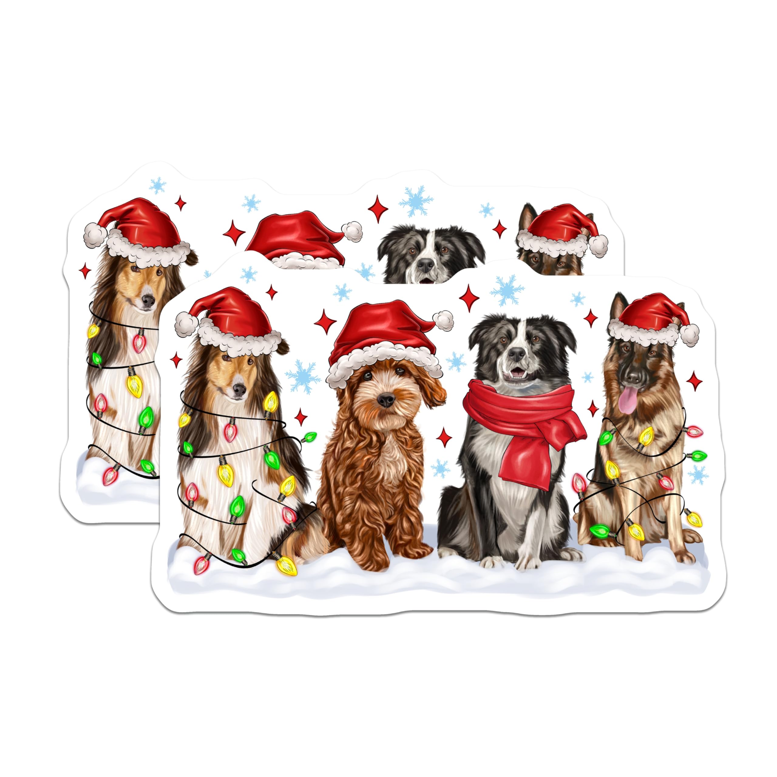 (2 Pack) Christmas Dog Magnets - Holiday Pet Decor - Dog Lover Present - 5 Inches On Longest Side - Thick Durable Magnet - Made in USA - MAG25840