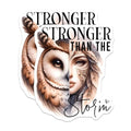 (2 Pack) Owl and Woman Art Stickers - Stronger Than The Storm - 5" On Longest Side - Sticks to Smooth Flat Surfaces - Made in USA - BMCS9244 - BMCS9244