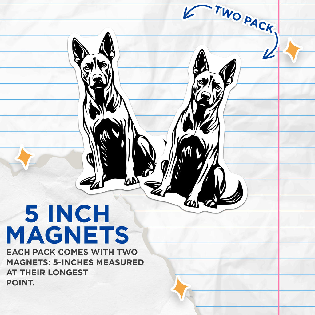 (2 Pack) German Shepherd Magnets - Dog Breed Decor - Canine Fridge Accessory - 5 Inches On Longest Side - Thick Durable Magnet - Made in USA - MAG38384