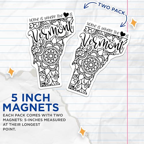 (2 Pack) Vermont Home is Where The Heart is Magnets Magnets - State Design - 5" On Longest Side - Made in USA - Sticks to Refrigerators & Metal Surfaces - MAG9096