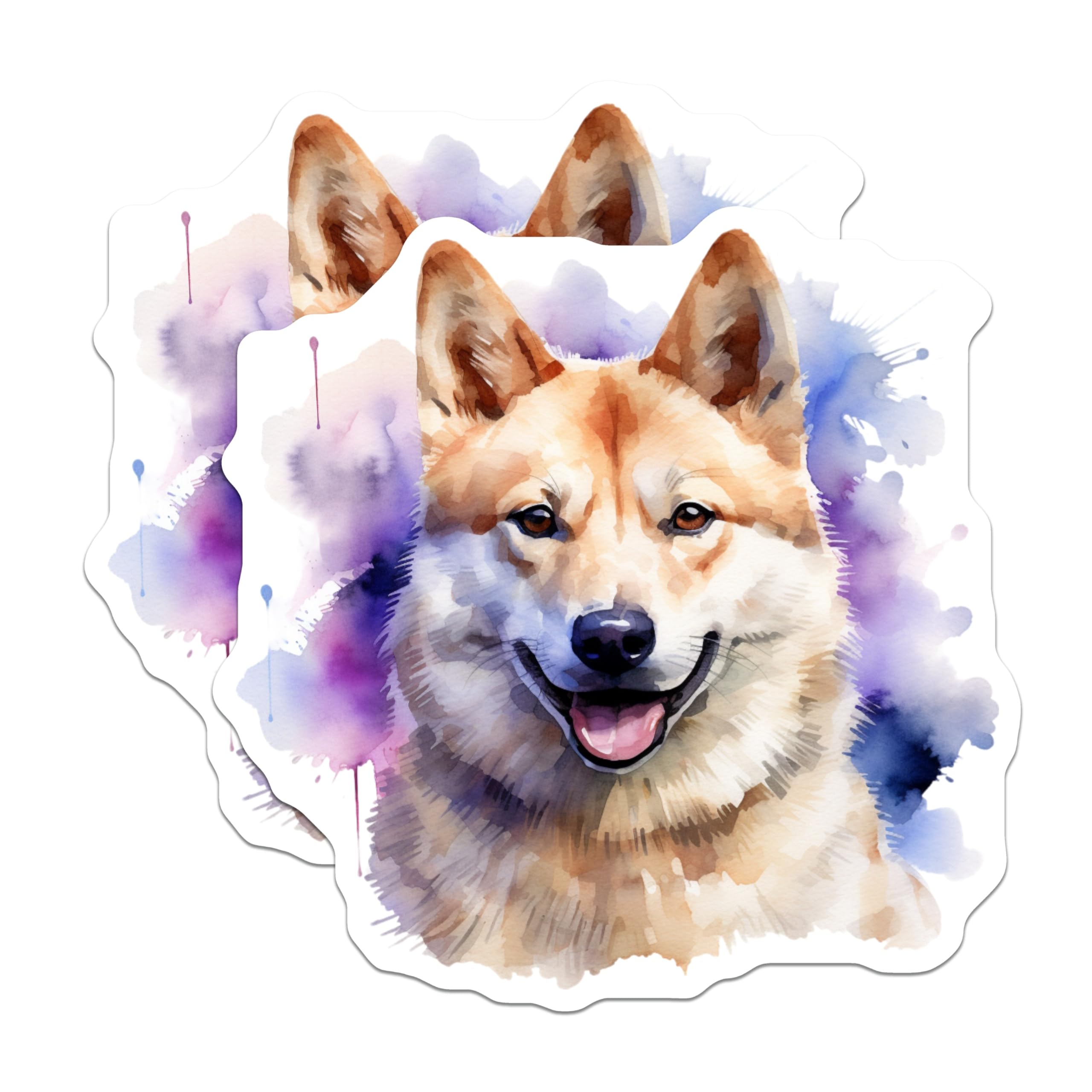 (2 Pack) Happy Shiba Inu Magnets - Watercolor Dog Lover - Pet Parent Decor - 5 Inches On Longest Side - Thick Durable Magnet - Made in USA - MAG29462