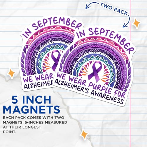 (2 Pack) Alzheimer's Awareness Magnet - September Support - 5" On Longest Side - Sticks to Smooth Flat Surfaces - Made in USA - MAG9792
