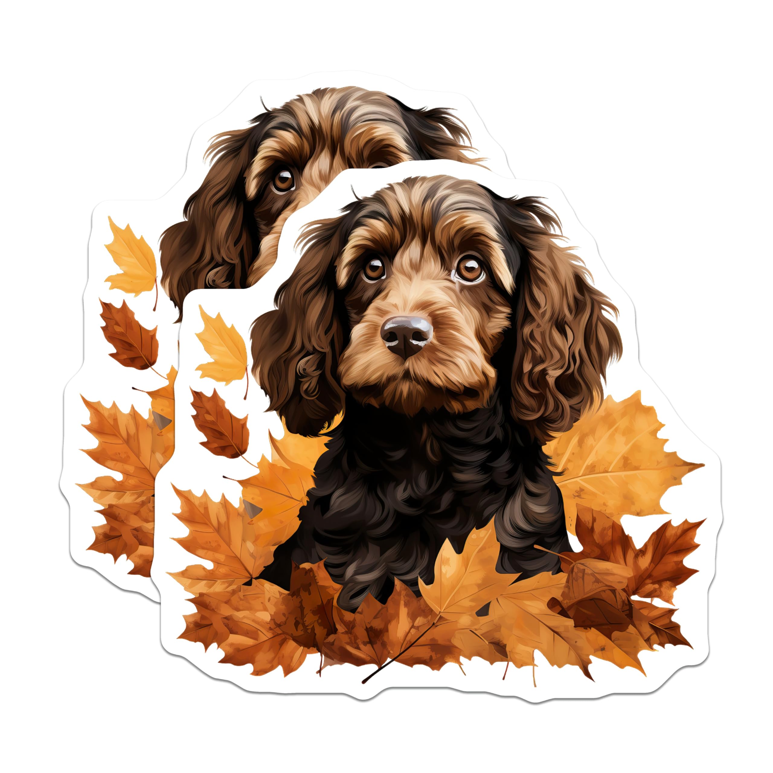 (2 Pack) Cockapoo Dog Magnets - Autumn Puppy Decor - Fall Leaves Pet Parent Refrigerator Magnets - 5 Inches On Longest Side - Thick Durable Magnet - Made in USA - MAG27893