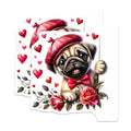 (2 Pack) Pug Dog Magnets - Valentines Decor - Puppy with Bowtie and Roses - 5" On Longest Side - Premium Magnet - for Cars, Refrigerators, Toolboxes, Lockers - Made in USA - MAG15312