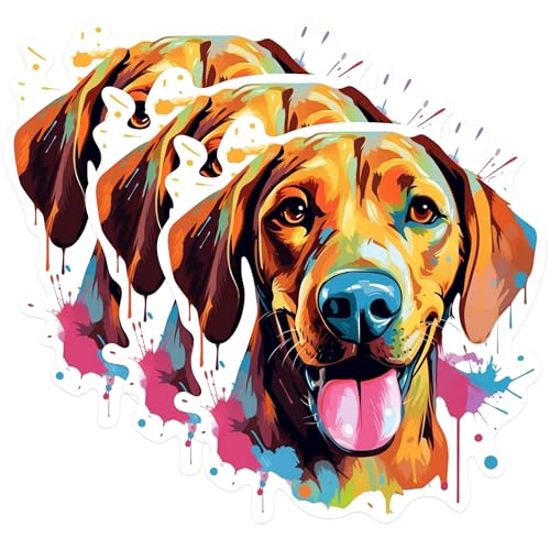 (3 Pack) Colorful Dog Decals - Abstract Art Dog - Laptop Decal - 3 Inches On Longest Side - Easy Peel & Apply - Made in USA - 3MCS0807
