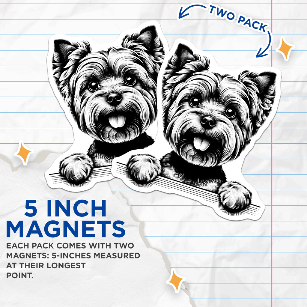 (2 Pack) Yorkshire Terrier Magnets - Cute Dog Art - Fridge Magnets - 5" On Longest Side - Premium Magnet - for Cars, Refrigerators, Toolboxes, Lockers - Made in USA - MAG15392
