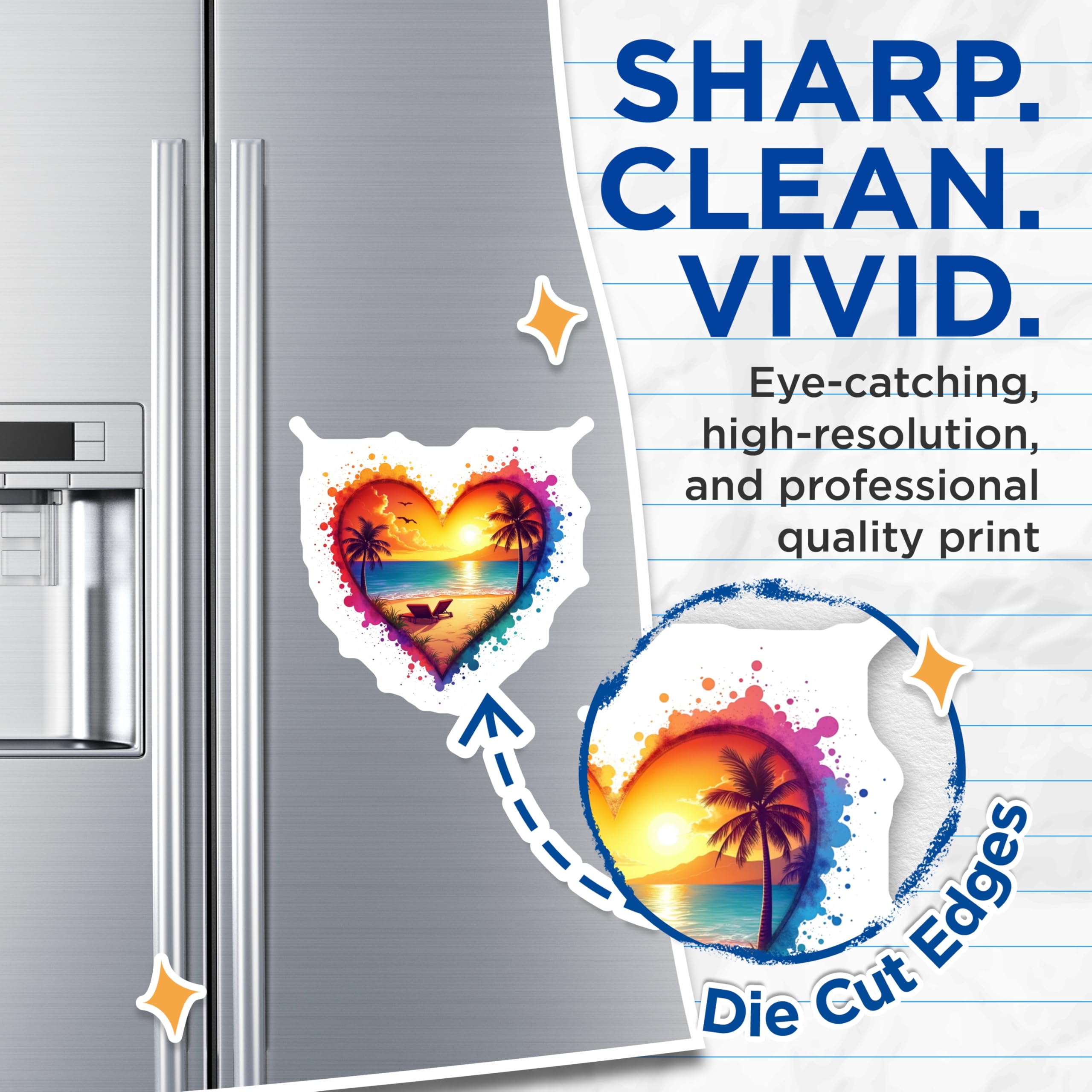 (2 Pack) Tropical Beach Sunset Magnets - Heart Shaped Coastal Decor Magnets - Vacation Lover Refrigerator Art - 5 Inches On Longest Side - Thick Durable Magnet - Made in USA - MAG26112