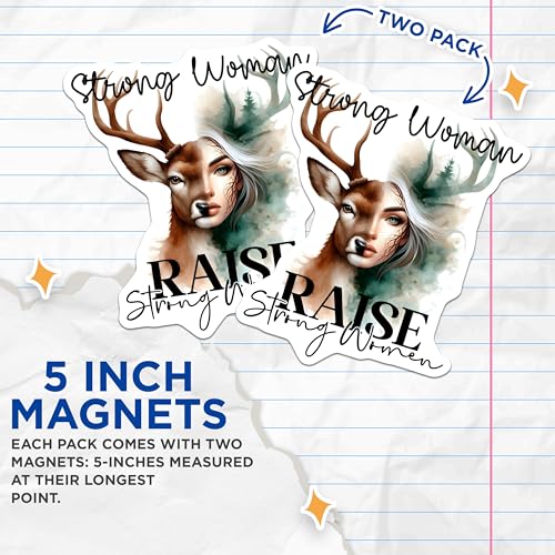 (2 Pack) Strong Woman Magnets Magnets - Inspirational Female Empowerment - Artistic Wildlife Design Magnet - 5" On Longest Side - Made in USA - Sticks to Refrigerators & Metal Surfaces - MAG9239