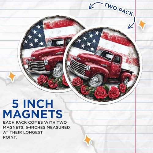 (2 Pack) American Flag Decor Magnet - 5" On Longest Side - Sticks to Smooth Flat Surfaces - Made in USA - MAG10040