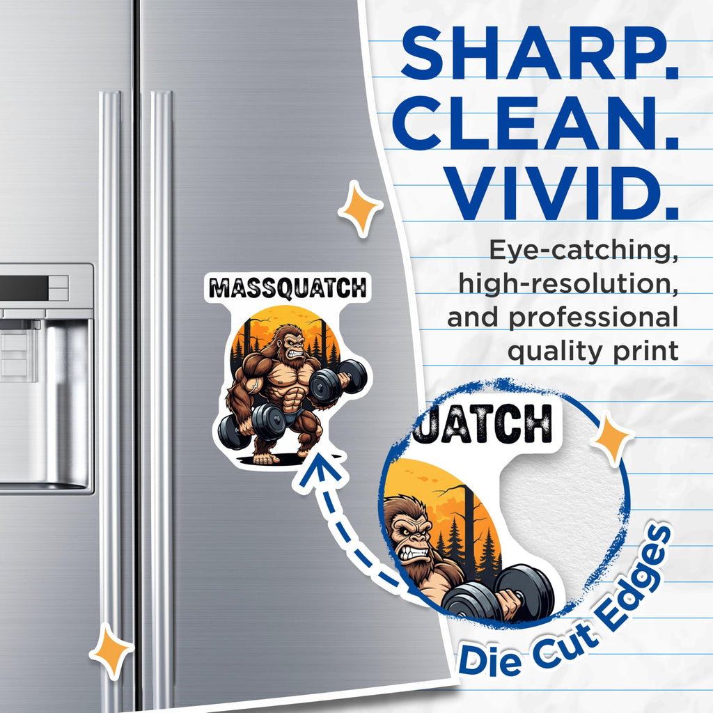 (2 Pack) Massquatch Magnets - Bigfoot Bodybuilder Art - Funny Gym Motivation - Workout Lover Decor - 5 Inches On Longest Side - Thick Durable Magnet - Made in USA - MAG22706